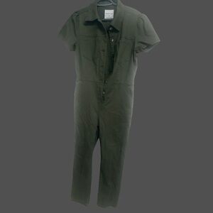 Celebrity Pink Olive Utility Jumpsuit - Short Sleeve button up